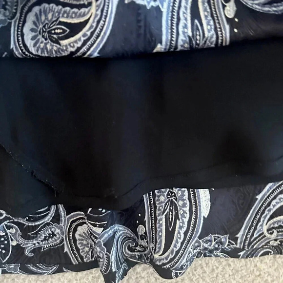 Vintage Silk Maxi Skirt Womens Size 12 Paisley Slip Black Contrast Flowing Midi - Picture 9 of 16